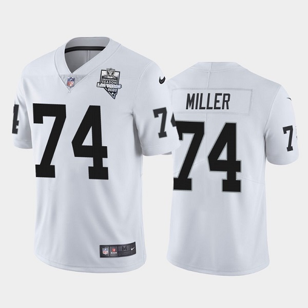 Men's Las Vegas Raiders #74 Kolton Miller White NFL 2020 Inaugural Season Vapor Limited Stitched Jersey